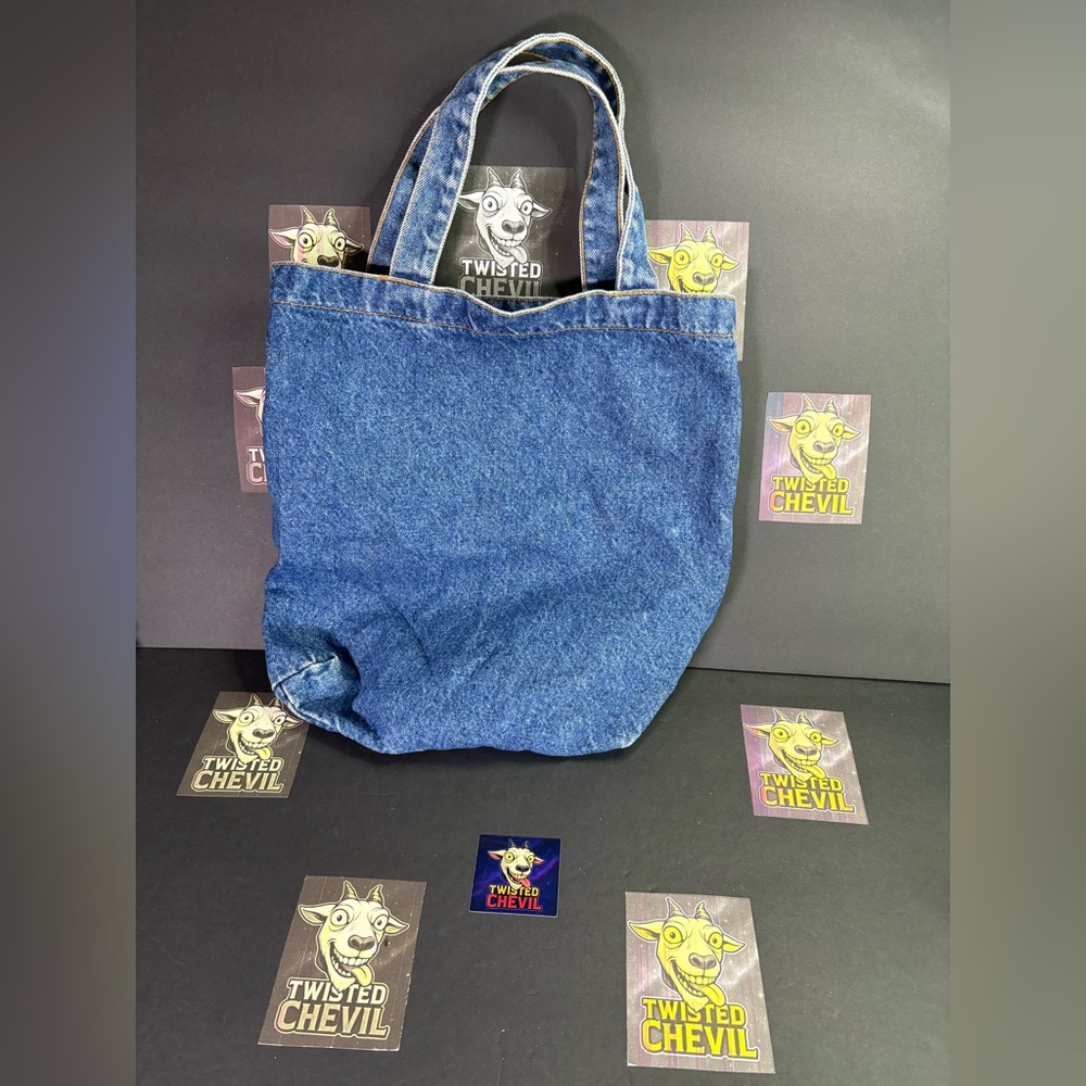 VINTAGE Innovo Women Denim Tote Purse Blue Jean Bag 90's 13x12 Handle Fashion